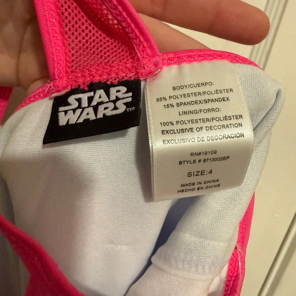 New Star Wars Toddler Girls Size 4 Swimsuit‎ One Piece Rey Pink Purple Disney